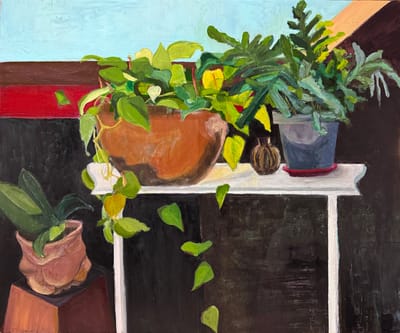 Indoor Green with Falling Leaves