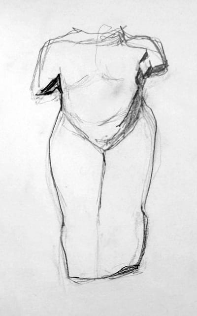 Drawing after Mesopotamian Sculpture: Nude Female, 1073-1056 BCE